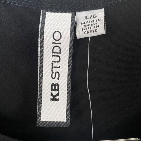 KB Studio Floral Print Blouse Womens Large Black Multicolor Drape Sleeve Top New - Picture 7 of 11